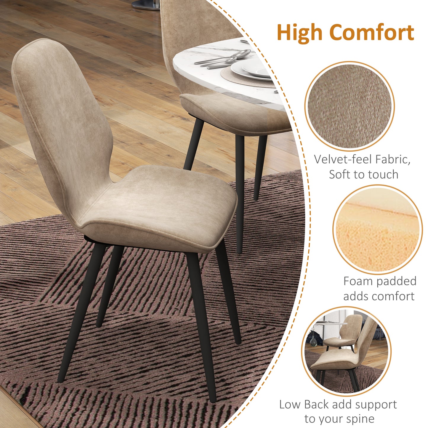HOMCOM Folding Dining Table Set With Storage Shelves And Velvet Upholstered Chairs Natural Wood Finish