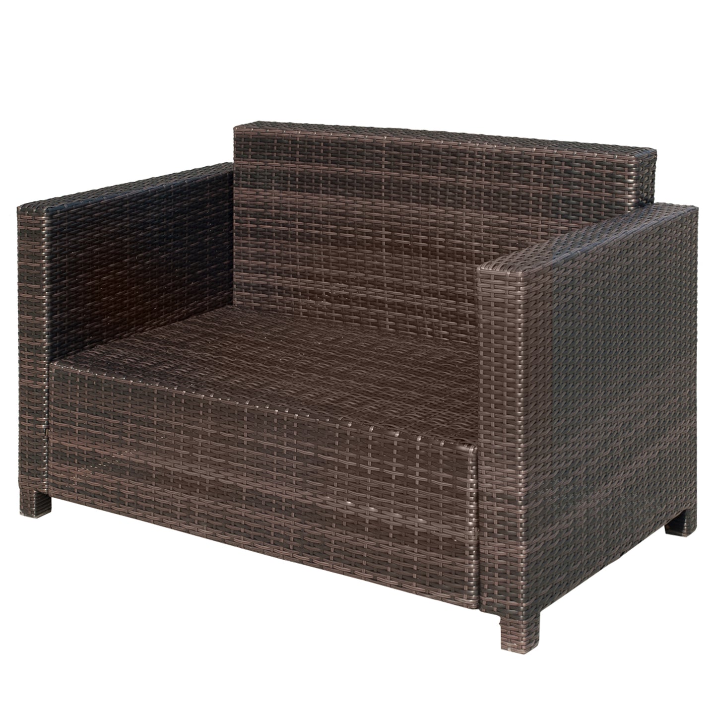 Outsunny Rattan Sofa 2 Seater Garden Furniture With Padded Cushions And Armrests Wicker Loveseat For Patio Mixed Brown