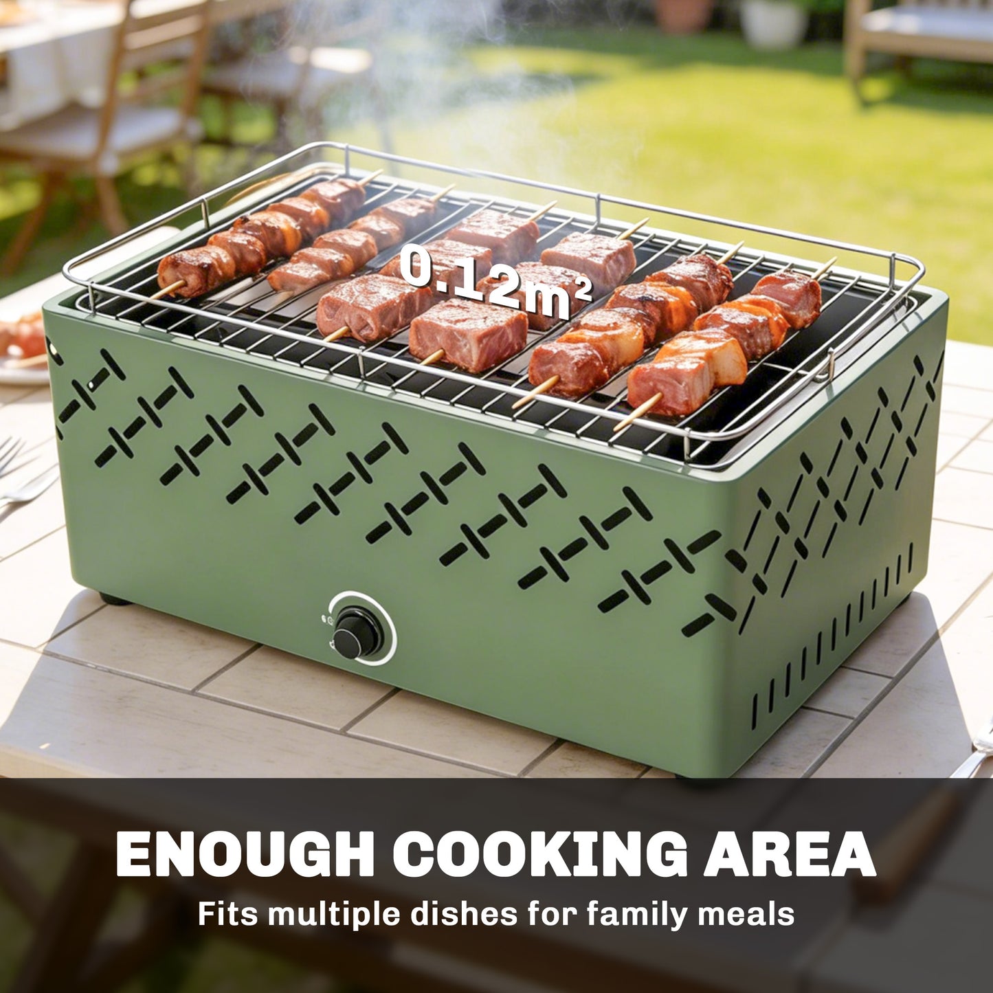 Outsunny Portable Charcoal BBQ Grill With Built In Fan Battery Powered For Camping Picnics Light Green