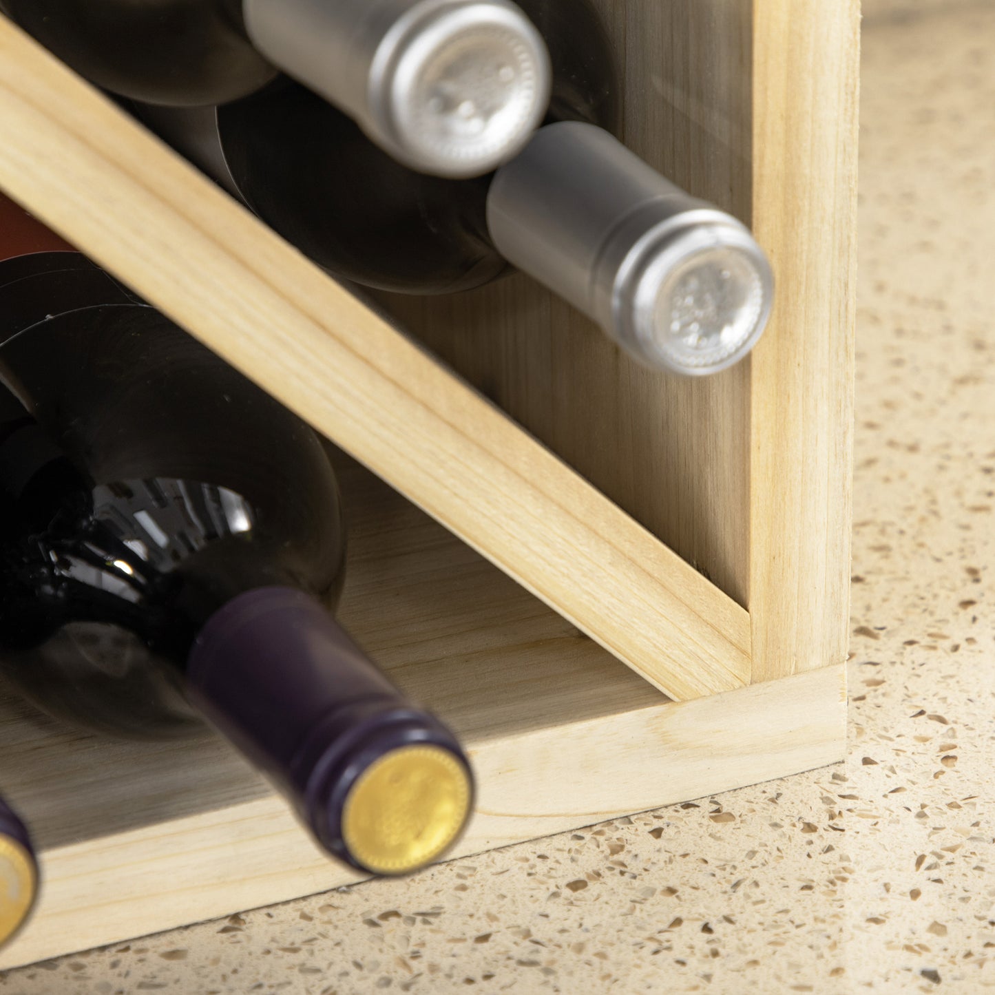 HOMCOM Set Of 2 Wooden Wine Rack X Shaped Tabletop Storage Holder For 24 Bottles Natural Wood