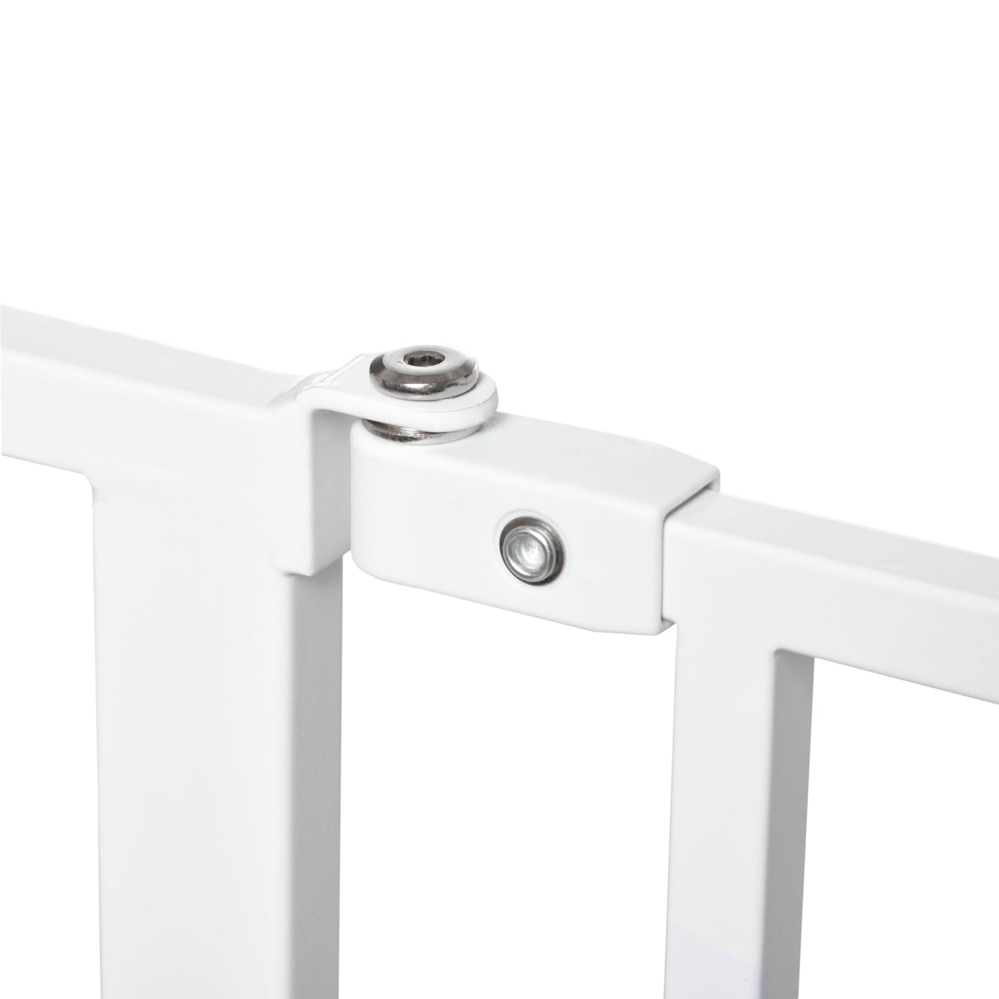 PawHut Adjustable Pressure-Mounted Dog Safety Gate with Dual Access Door - White - ALL4U RETAILER LTD