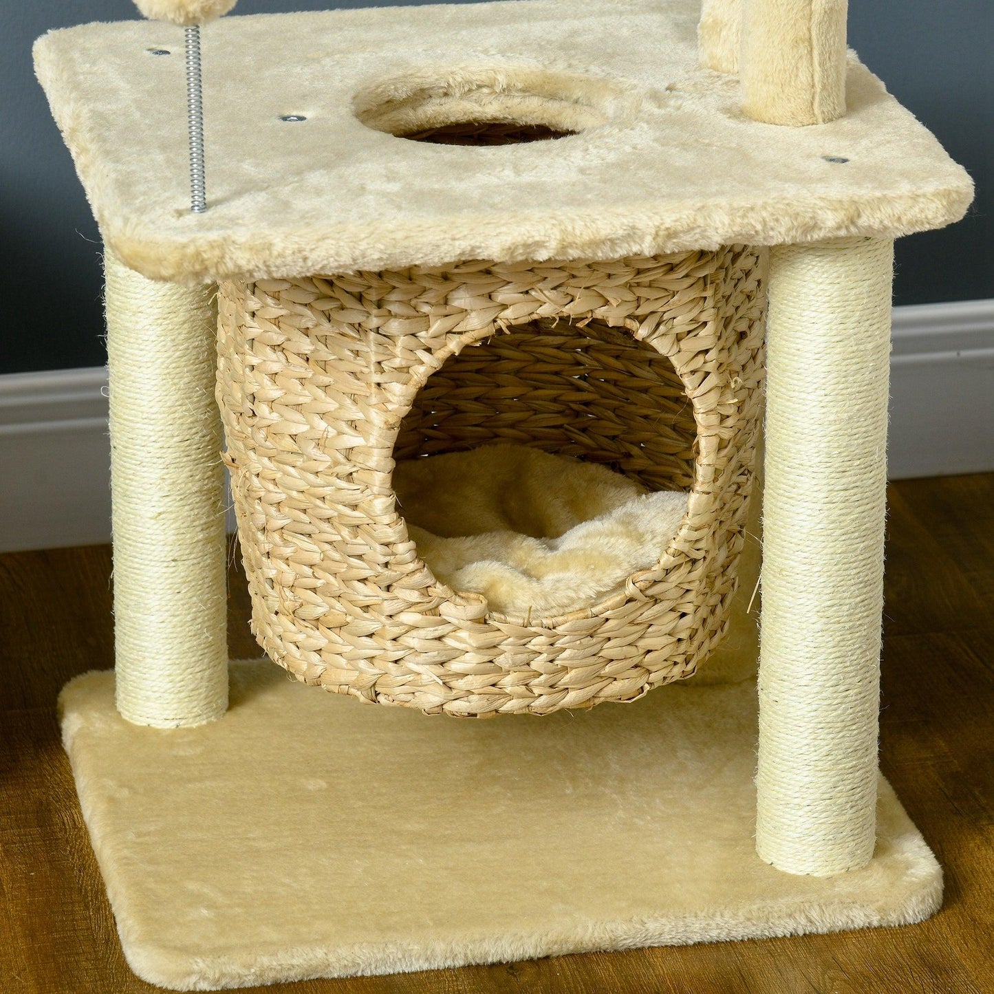 PawHut Cat Tree with Scratching Posts, Cat House, Bed, Washable Cushions - ALL4U RETAILER LTD