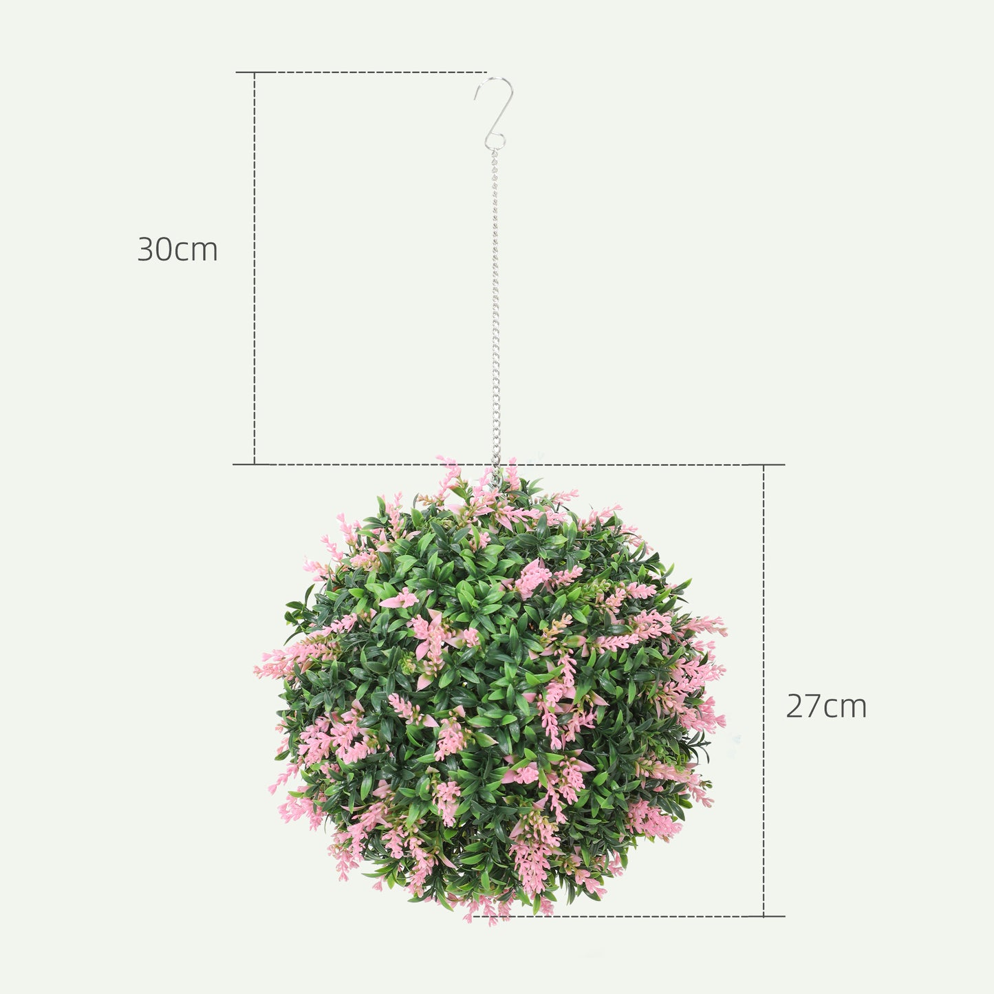 HOMCOM Set Of 2 UV Protected Artificial Topiary Balls Pink With Lavender Flowers Outdoor