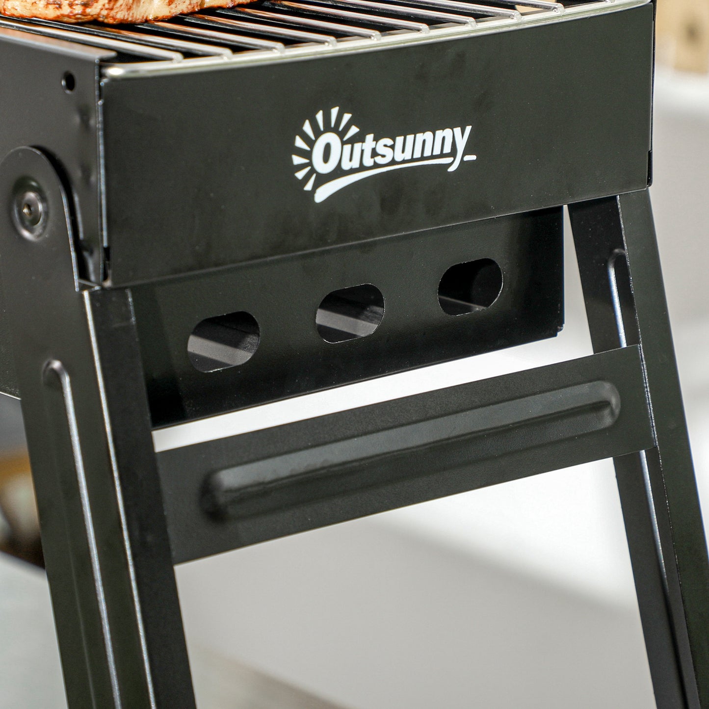 Outsunny Foldable Charcoal Grill Portable For Camping And Outdoor Cooking With Easy Clean Pull Out Charcoal Basin Black