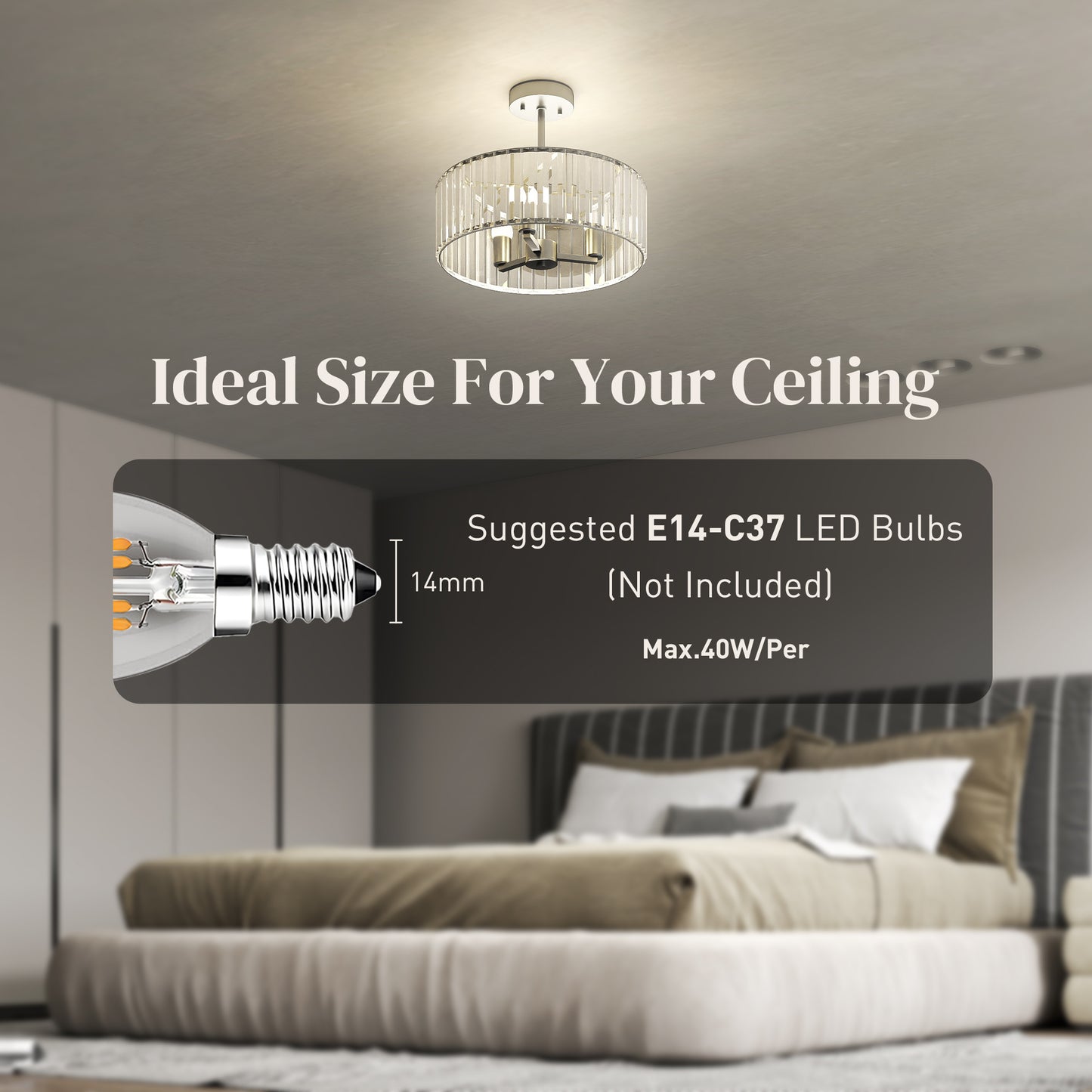 Homcom Crystal Ceiling Light Fixture Semi Flush Mount Modern Chandelier 3 Lights E14 Base Silver Tone Bulbs Not Included