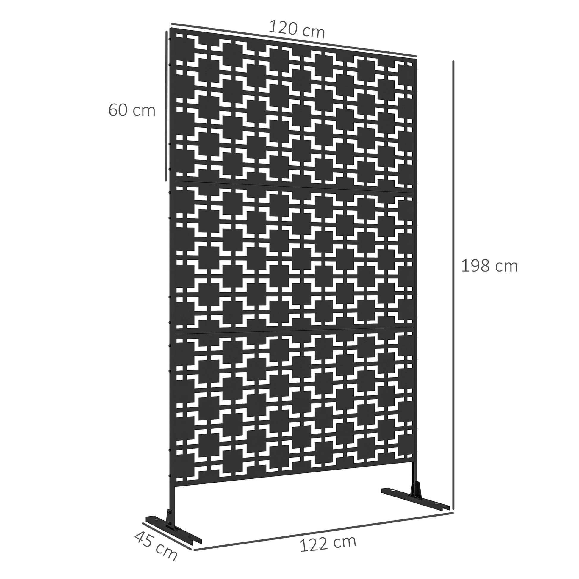 Stylish Black Steel Outdoor Privacy Screen with Leaf Motif and Trellis Functionality - ALL4U RETAILER LTD