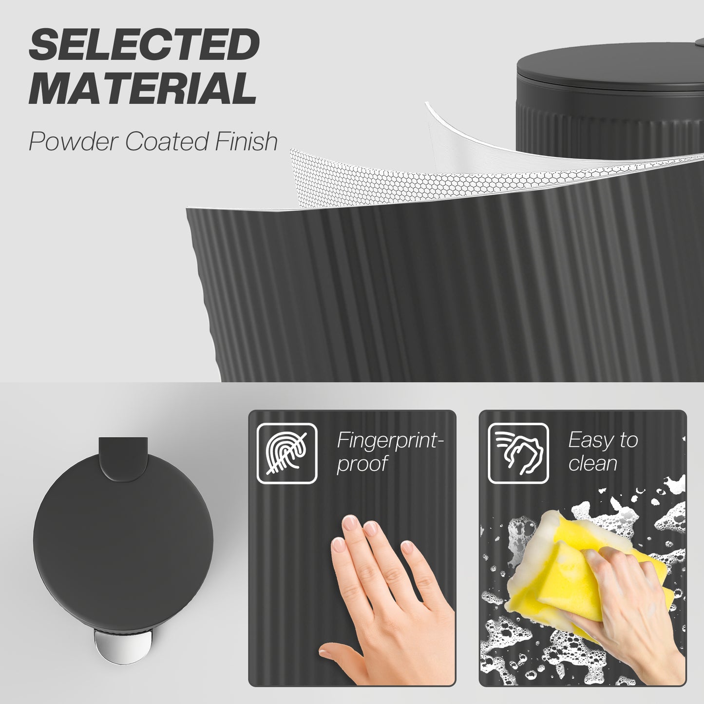 HOMCOM 30 Litre Pedal Bin With Soft Close Stay Open Lid And Removable Inner Bucket For Kitchen Office Home Black