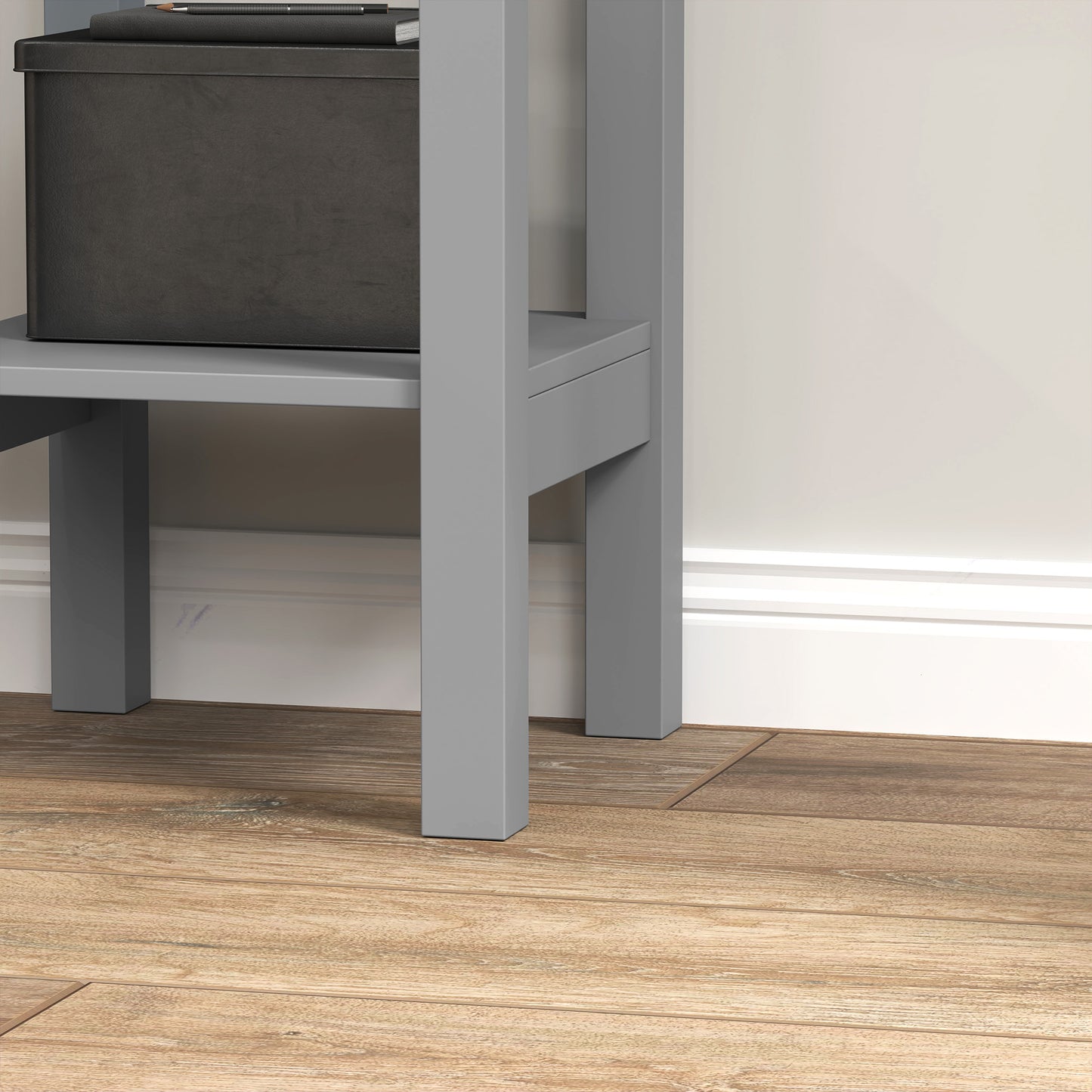 Homcom Set Of Two Elegant Floral Cutout Grey Side Tables With Drawers And Shelves For Living Room