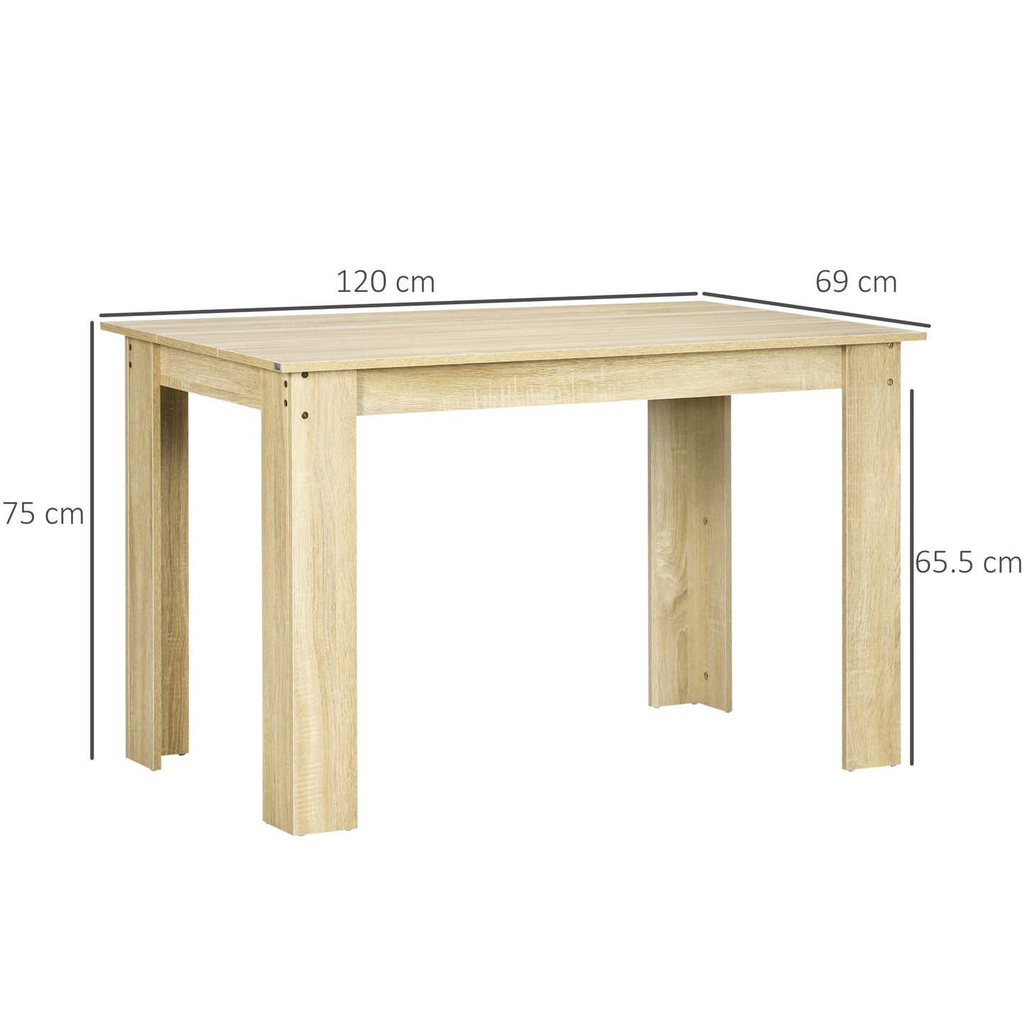 HOMCOM Oak Wood Effect Dining Table For 4 To 6 People Melamine Kitchen Table For Dining Room