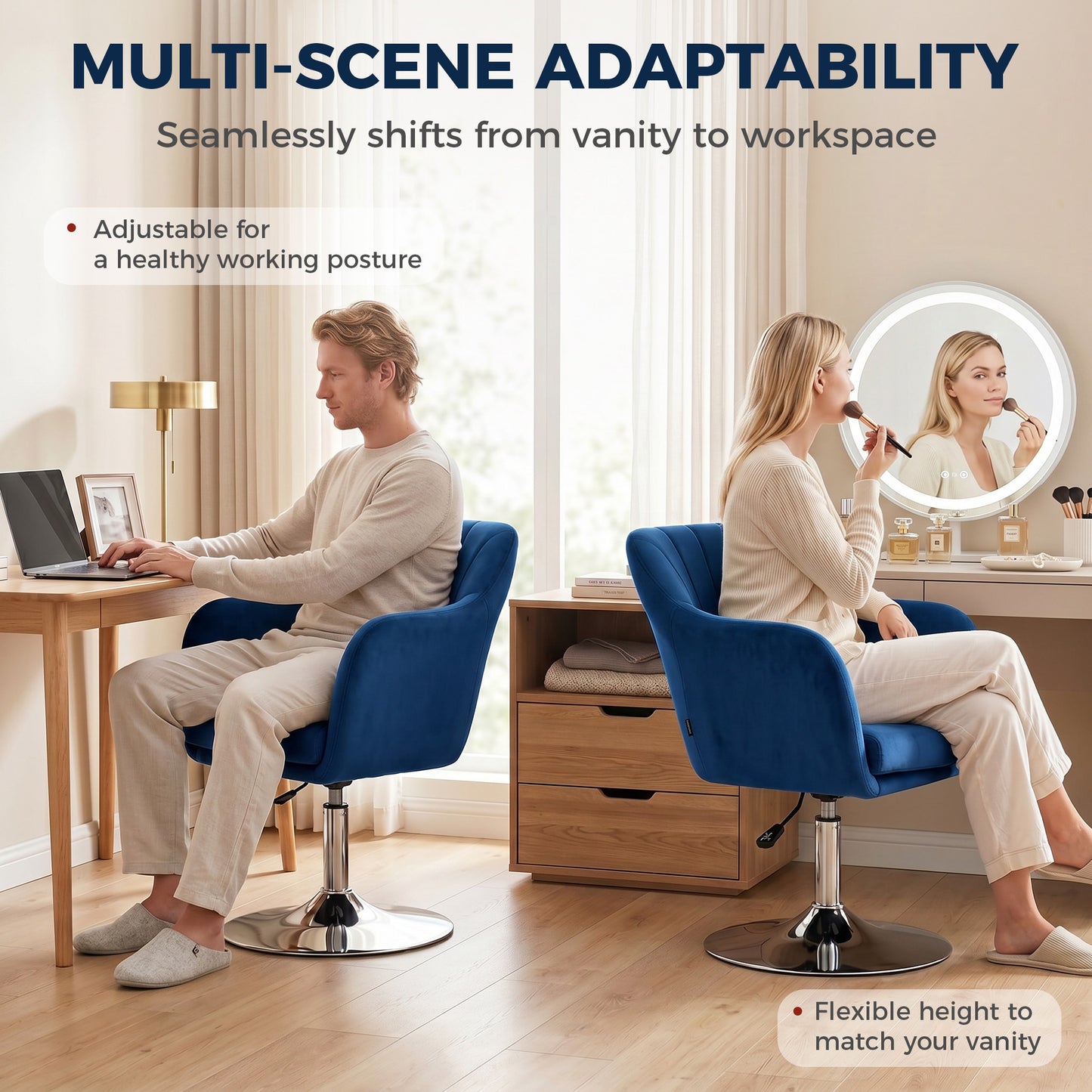 HOMCOM Retro Velvet Swivel Tub Chair With Steel Frame Cushioned Seat In Dark Blue