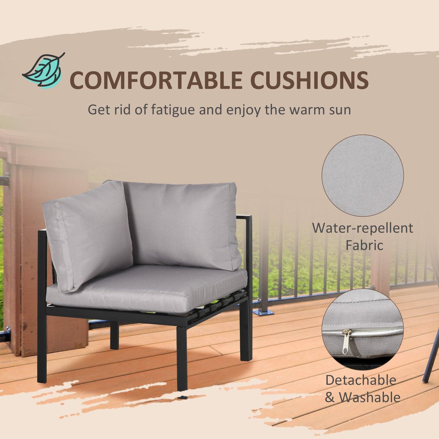 Outsunny 4 Piece Garden Furniture Set w/ Breathable Mesh Pocket, Light Grey - ALL4U RETAILER LTD