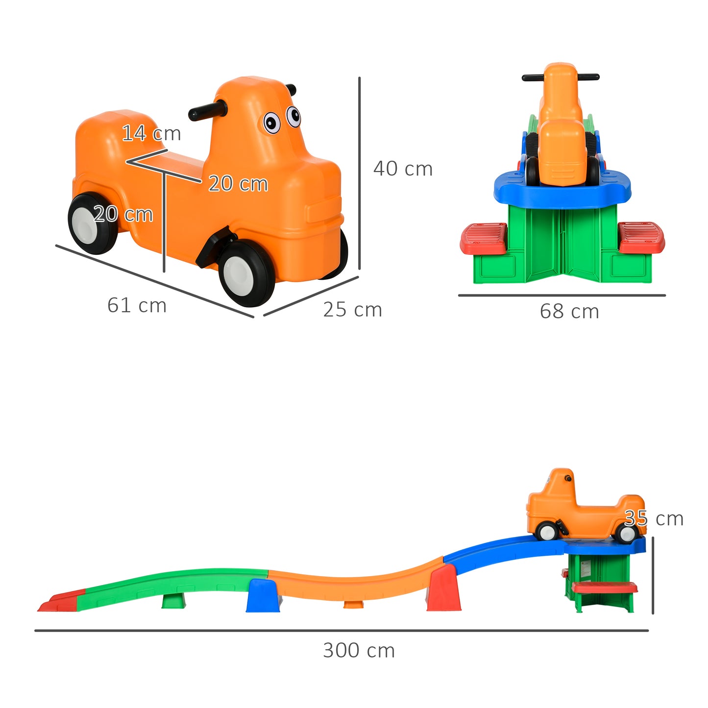 AIYAPLAY 3m Kids' Roller Coaster Adventure Set - 4-Piece Toddler Ride-On with Non-Slip Steps and Handles, Perfect Gift for Ages 2-5 - ALL4U RETAILER LTD