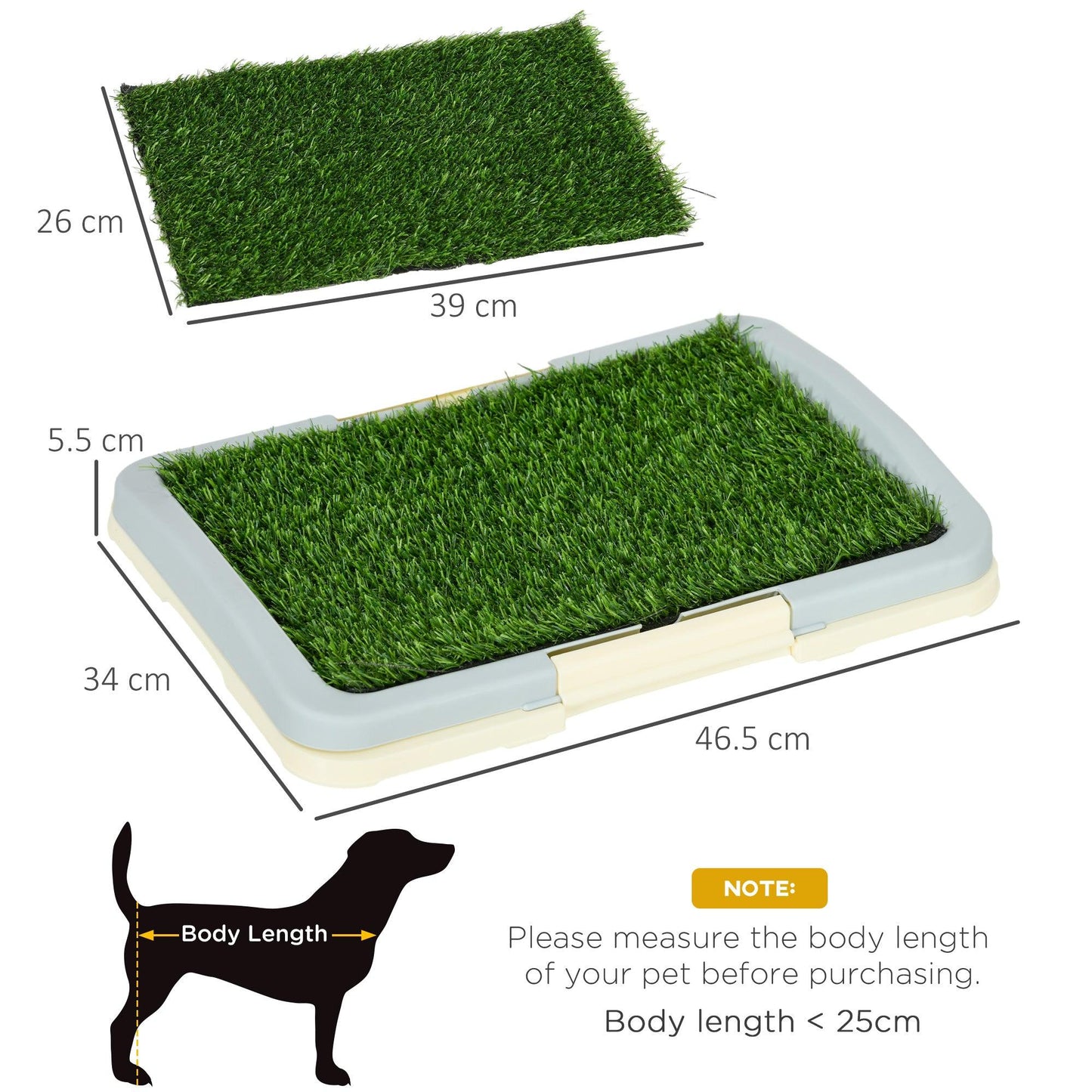 PawHut Puppy Training Pad Indoor Portable Puppy Pee Pad with Artificial Grass, Grid Panel, Tray, 46.5 x 34cm - ALL4U RETAILER LTD