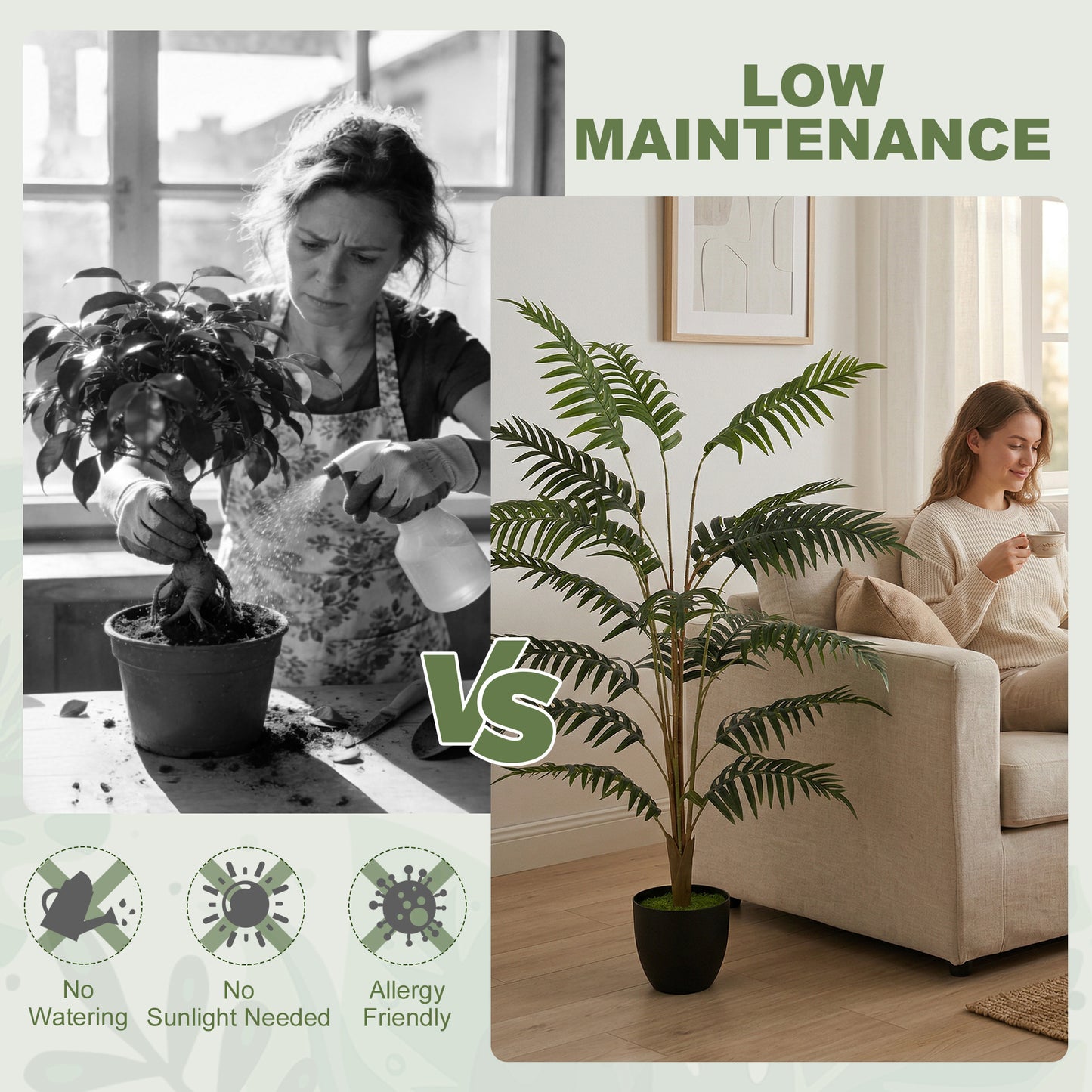 Homcom 120cm Tall Artificial Fern Topiary Tree In Cement Pot Realistic Faux Plant For Home Office Decor
