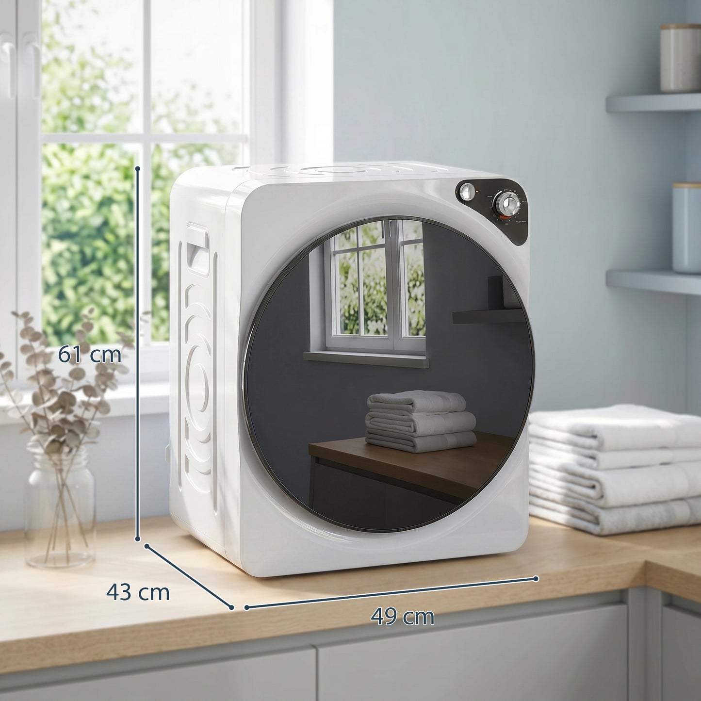 HOMCOM 5kg Vented Tumble Dryer 1000W Compact With 5 Drying Modes Stainless Steel Drum White