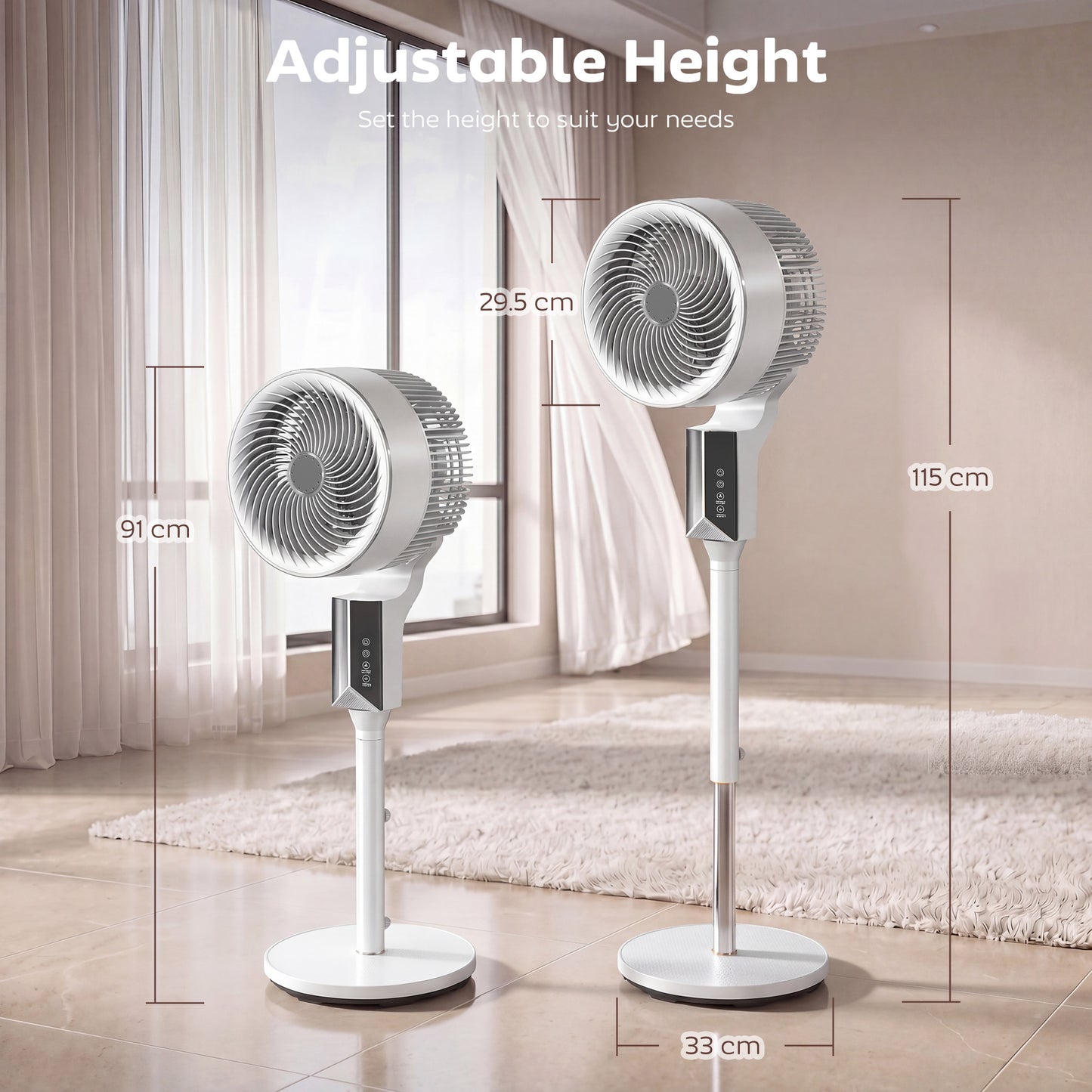 HOMCOM 20 Decibel Silent Pedestal Fan With Remote 46 Inch 85 Degree Oscillation 8 Speeds Aromatherapy Pad White