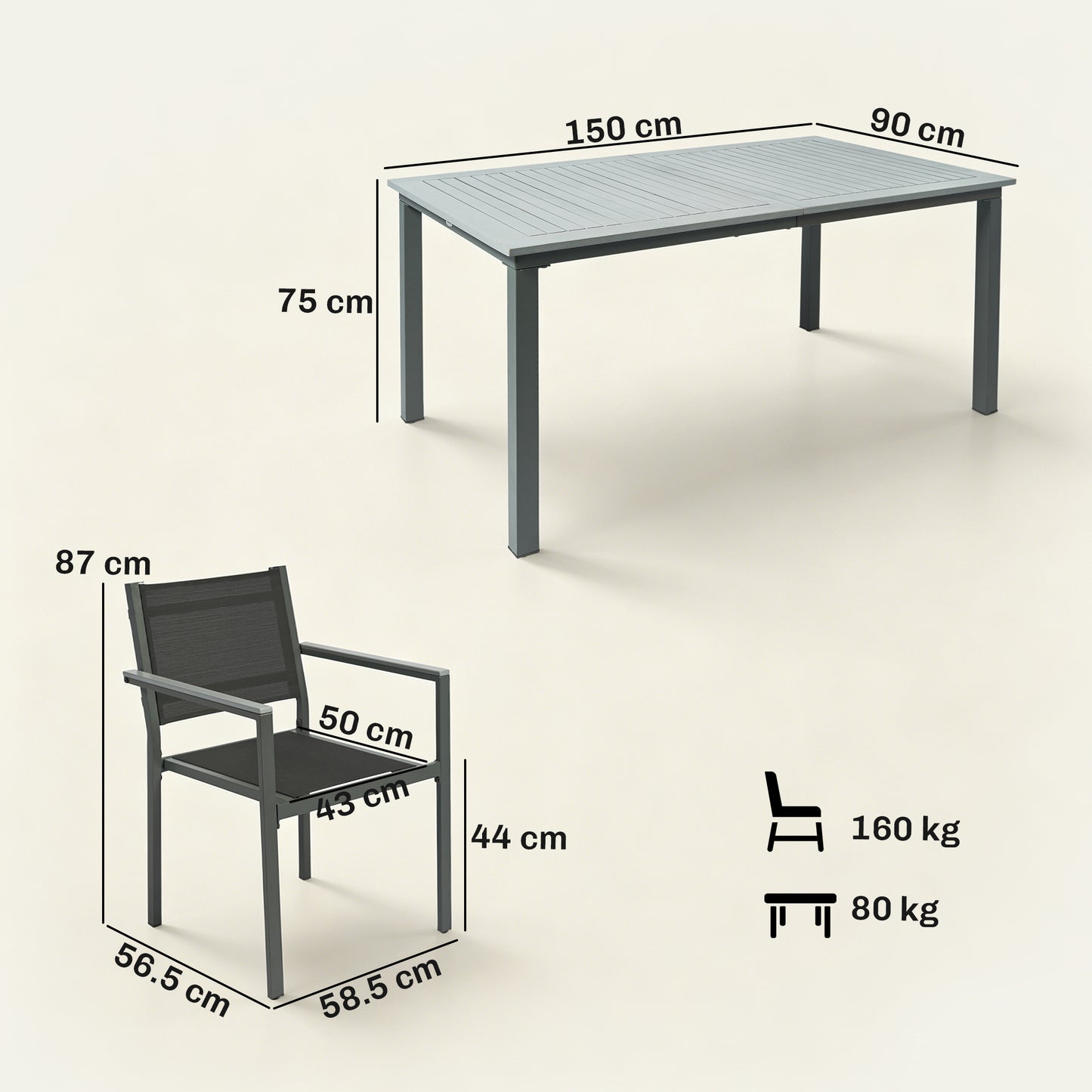 Outsunny Seven Piece Garden Dining Set With Acacia Wood Table Top And Texteline Chairs For Six In Grey
