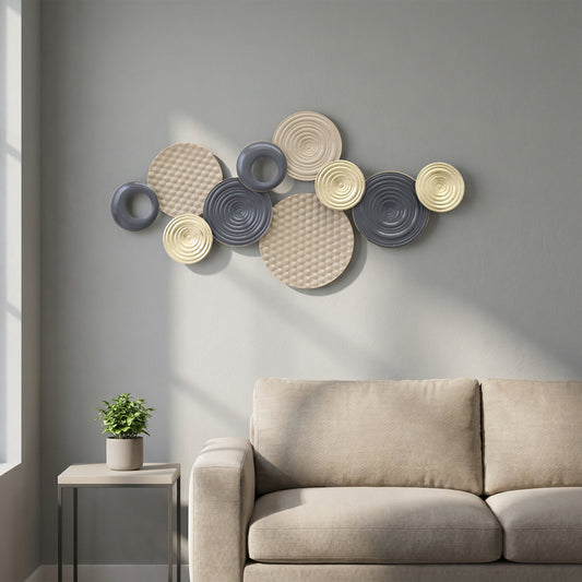 HOMCOM Metal Wall Art Modern Hanging Wall Decor With Multi Disc Design For Living Room Bedroom Dining Room