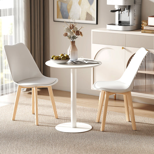 HOMCOM Round Dining Table With Steel Base 60 cm Diameter 72 cm Height White For Kitchen Dining Room
