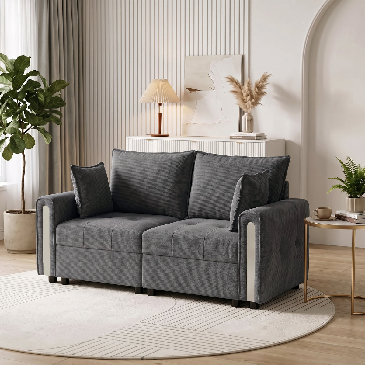 HOMCOM 2 Seater Velvet Loveseat Sofa With Lift Up Storage, Dark Grey