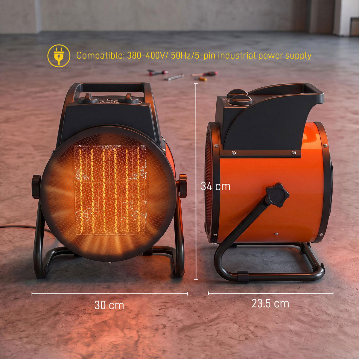 Outsunny 5000W Electric Ceramic Heater With Tilt Function And Thermostat