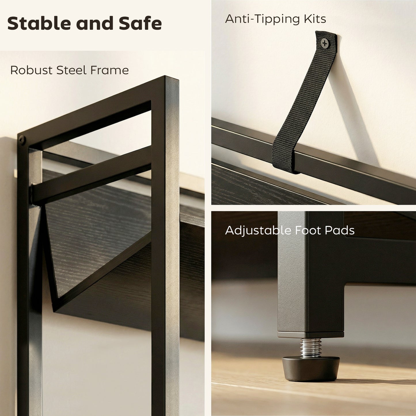 HOMCOM 5 Tier Metal Frame Bookcase Storage Shelves for Living Room Black Ideal for Organizing Books and Decor