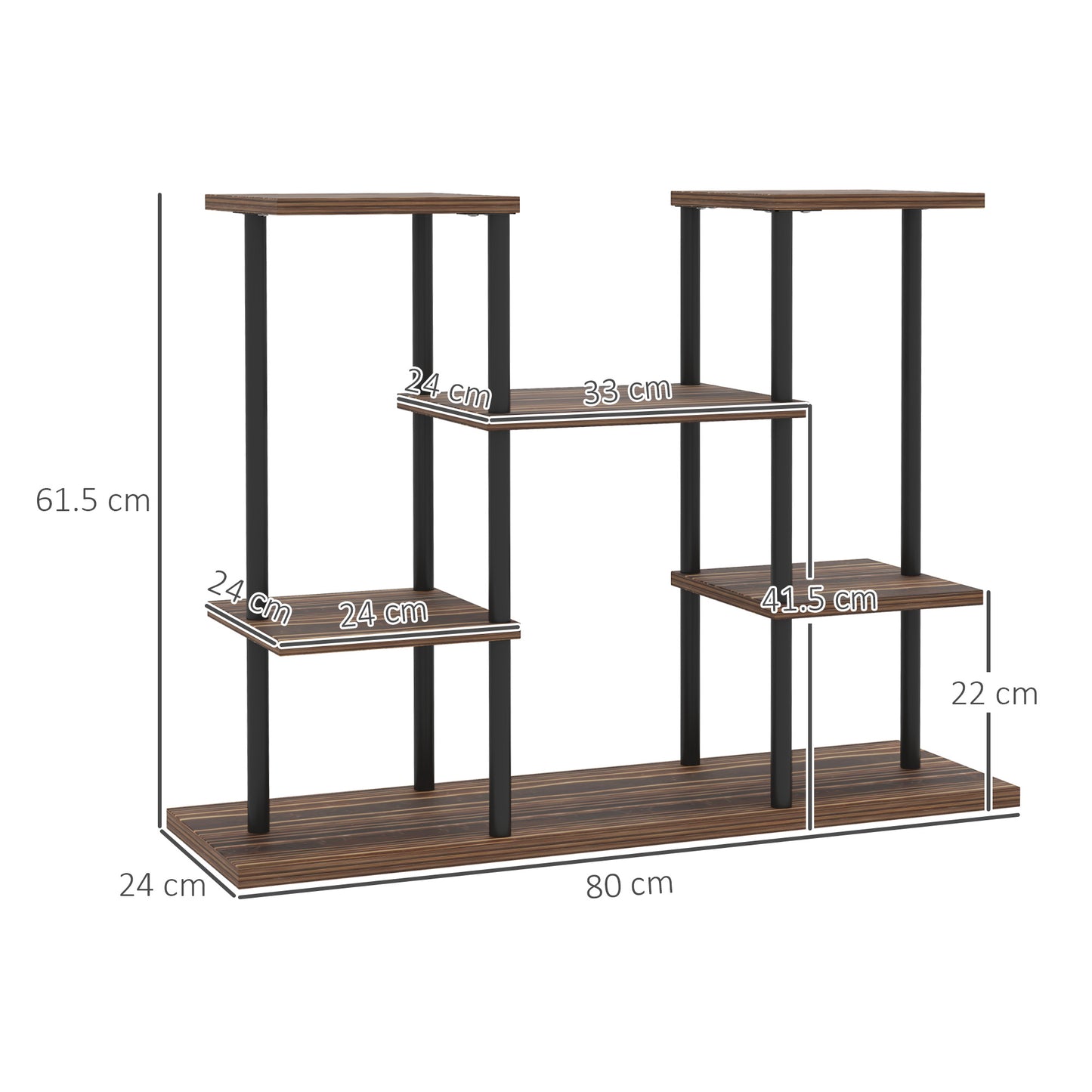 Outsunny Four Tier Wooden Plant Stand With Metal Frame For Indoor Plants And Shelving