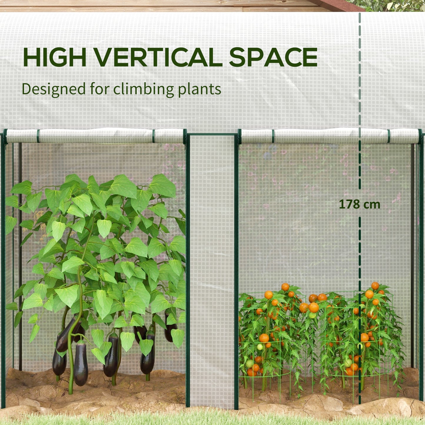 Outsunny Compact Walk-In Greenhouse with Roll-Up Doors for Vegetables, Herbs, and Flowers - 200 x 100 x 178cm, White - ALL4U RETAILER LTD