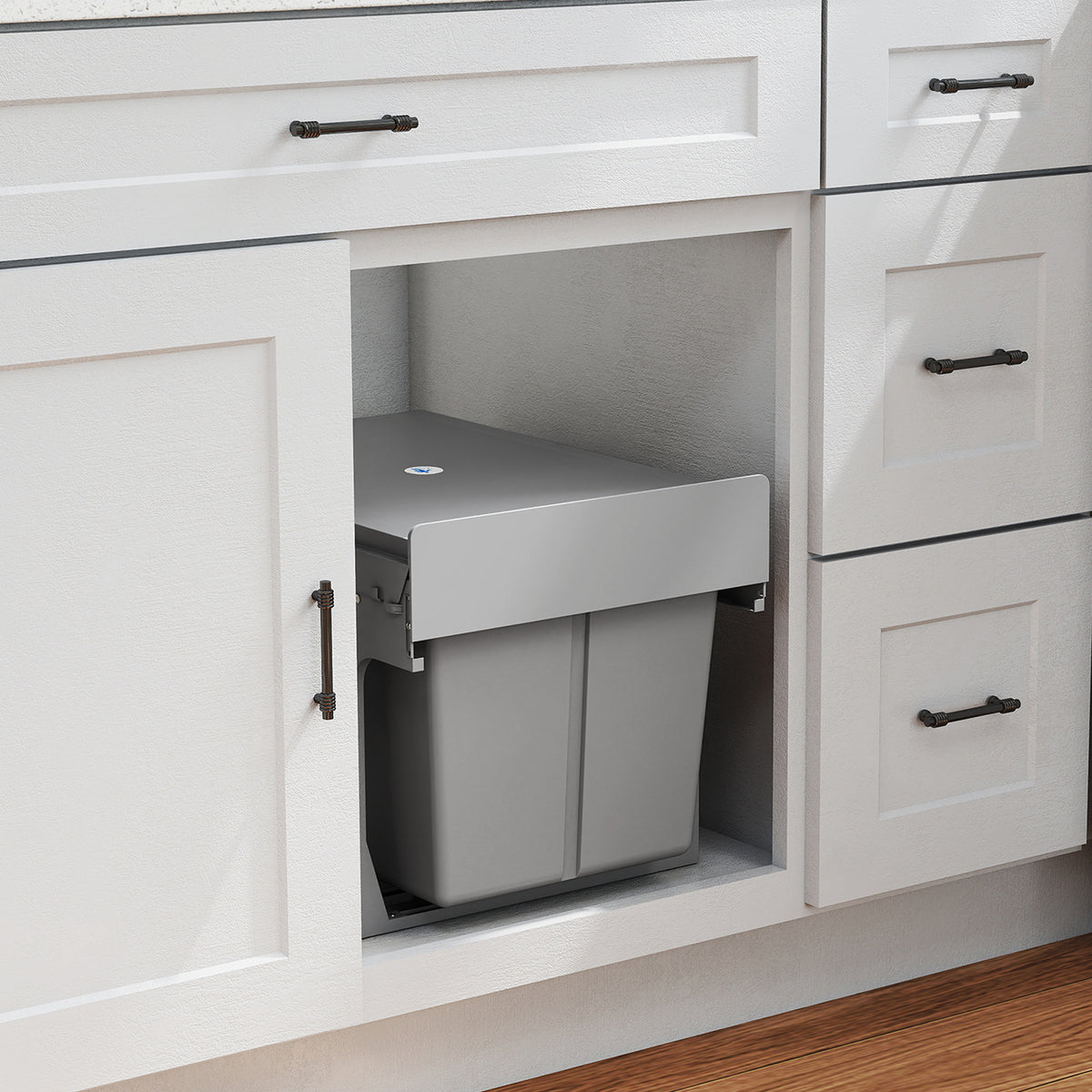 HOMCOM Pull Out Under Sink Bin 31L With 3 Compartments For 400mm Cabinets