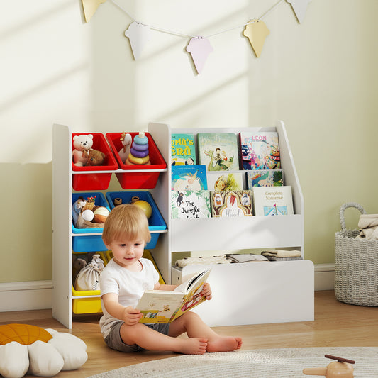AIYAPLAY 3 Tier Toy Organiser Shelf With 6 Removable Bins Multicoloured For Bedroom Nursery