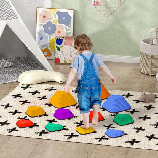 Colorful Heart-Shaped Stepping Stones Set for Kids - 11-Piece Balance and Motor Skills Enhancer - ALL4U RETAILER LTD