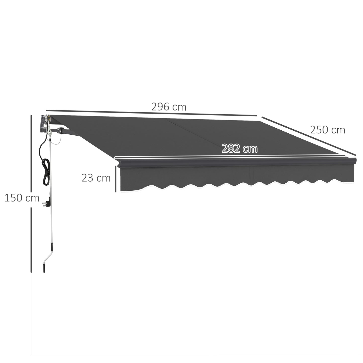Outsunny 3 X 2.5m Electric Retractable Awning With Remote Control Aluminium Frame UV30 Sun Shade Canopy For Patio