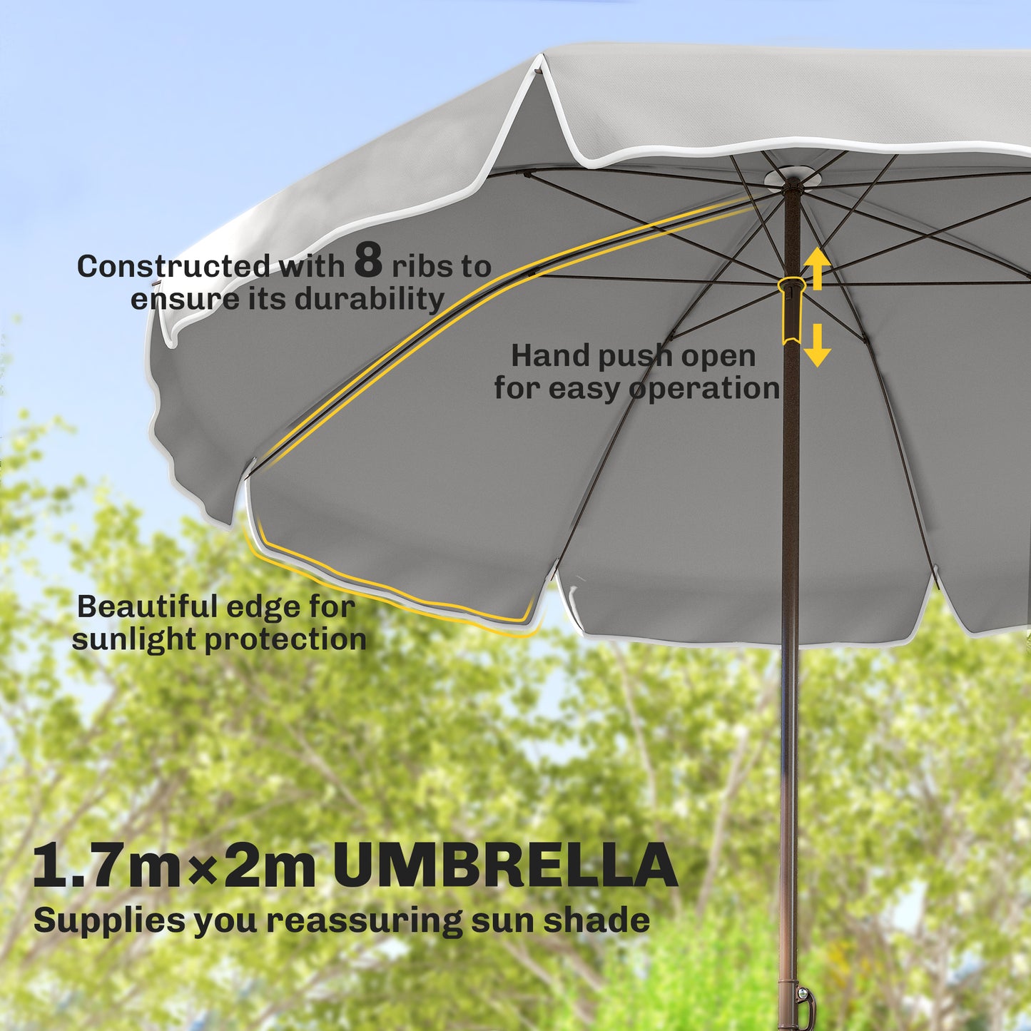 Outsunny 6 Piece Garden Dining Set With Umbrella Parasol Round Glass Table And 4 Folding Chairs In Dark Grey