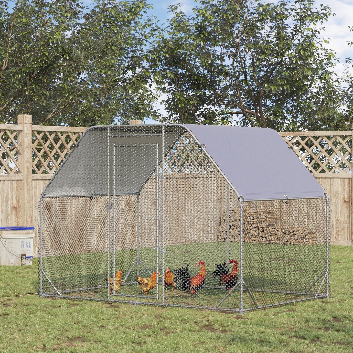 PawHut Chicken Run with Roof, Walk In Coop for 4-6 Chickens - ALL4U RETAILER LTD