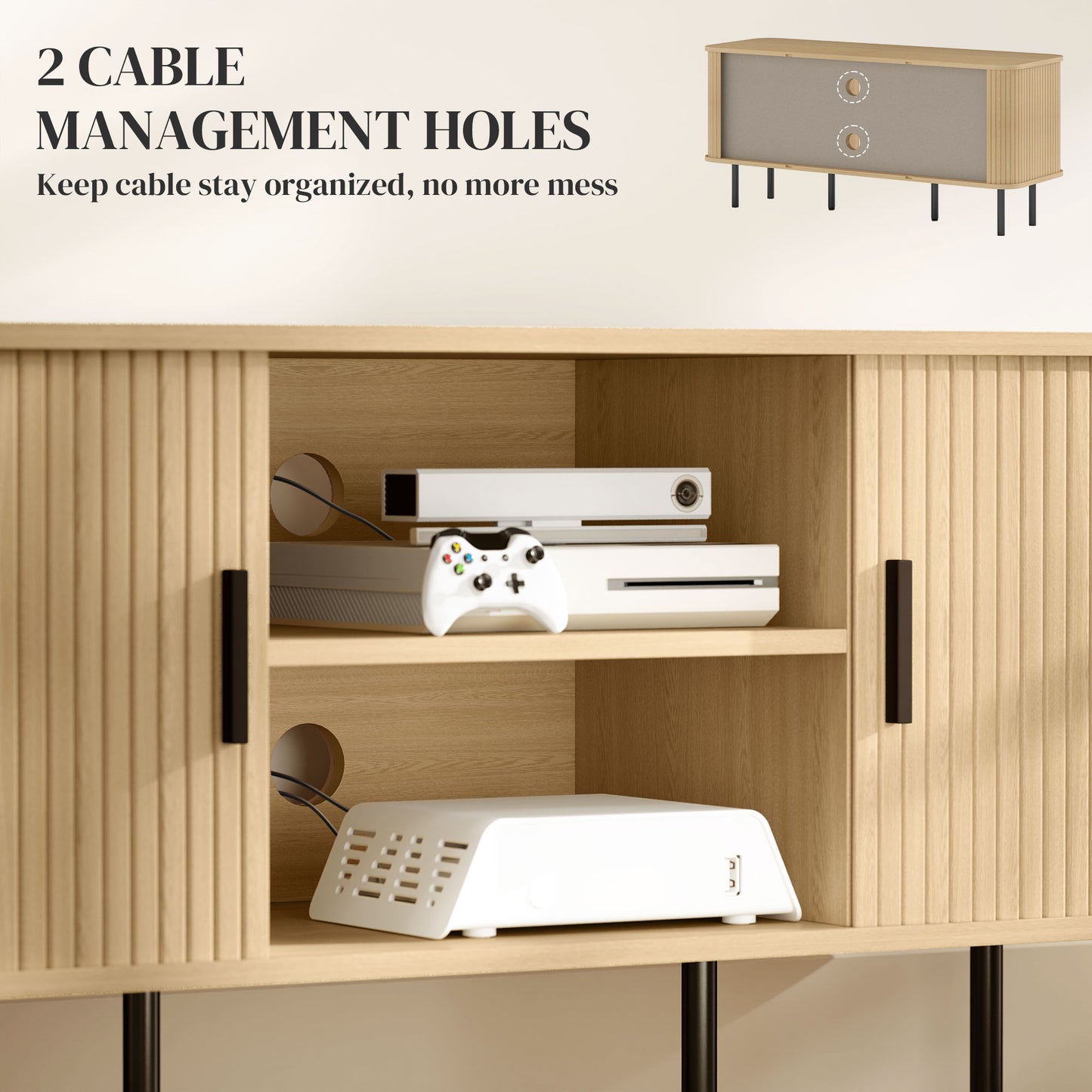 HOMCOM TV Stand Cabinet For TVs Up To 55 Inches Oak Tone With Storage Shelves And Cupboard For Living Room