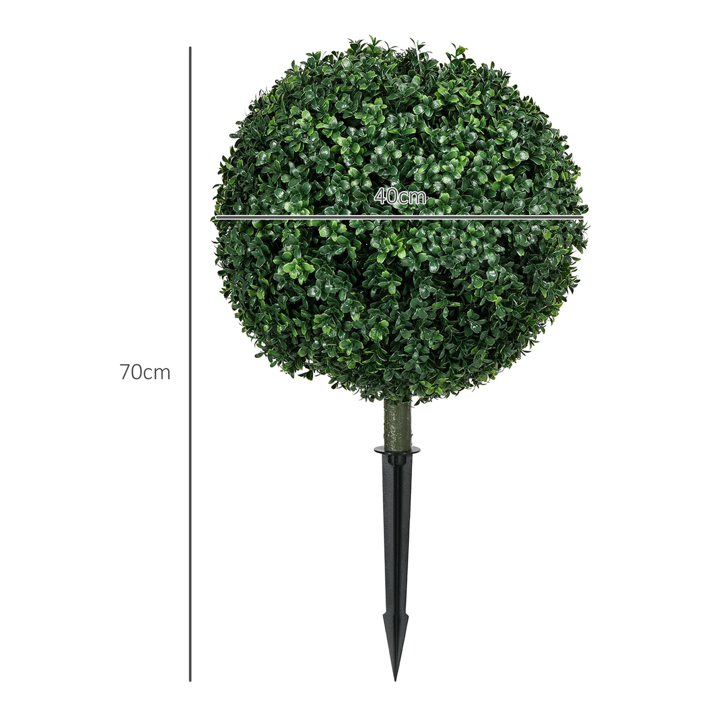 HOMCOM 2 Pack Artificial Boxwood Topiary Trees With Ground Stakes Ball Shaped For Indoor Outdoor UV Resistant