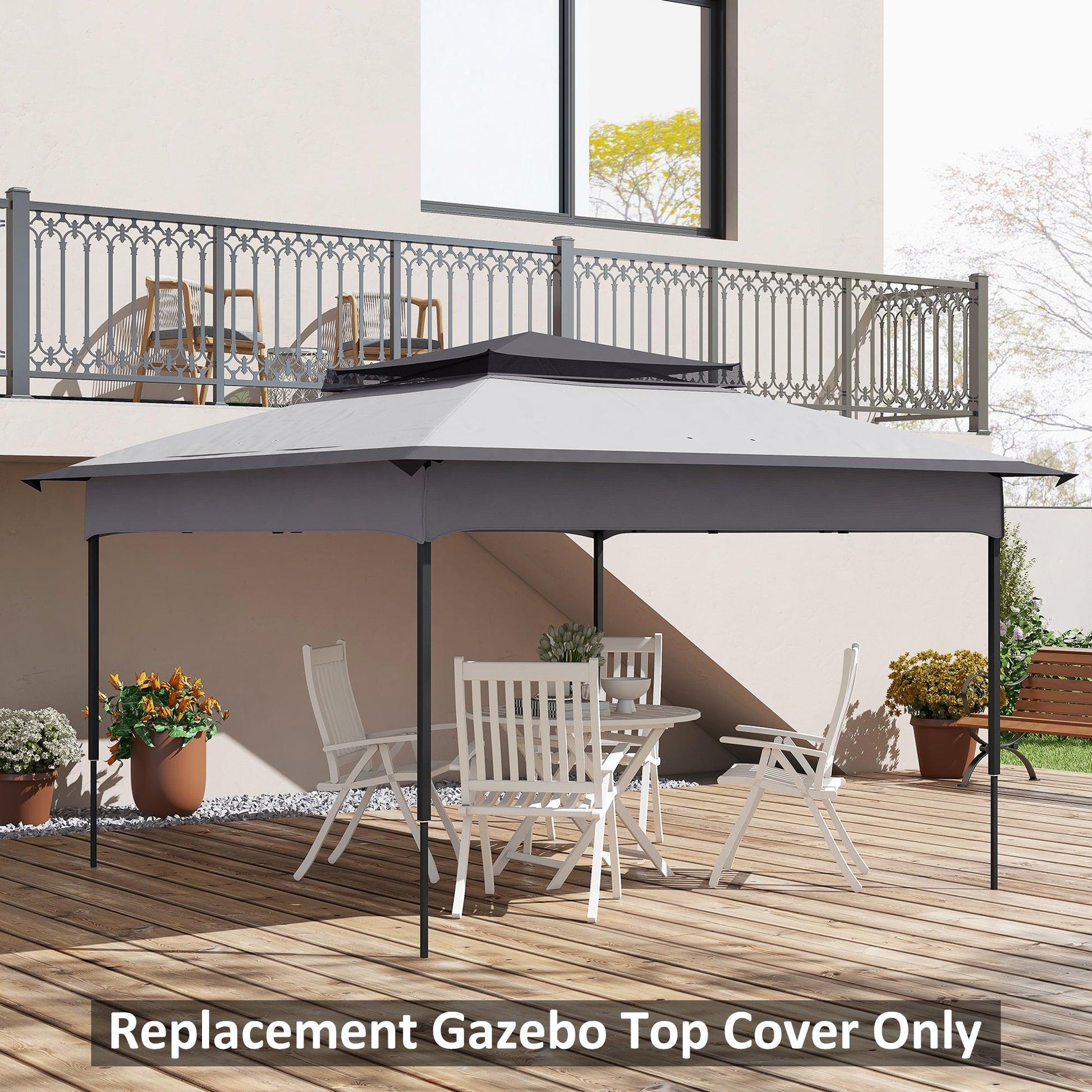 Outsunny Pop up Gazebo Cover, 2-Tier Gazebo Roof Replacement for 3.25m x 3.25m Frame, 30+ UV Protection, Grey - ALL4U RETAILER LTD