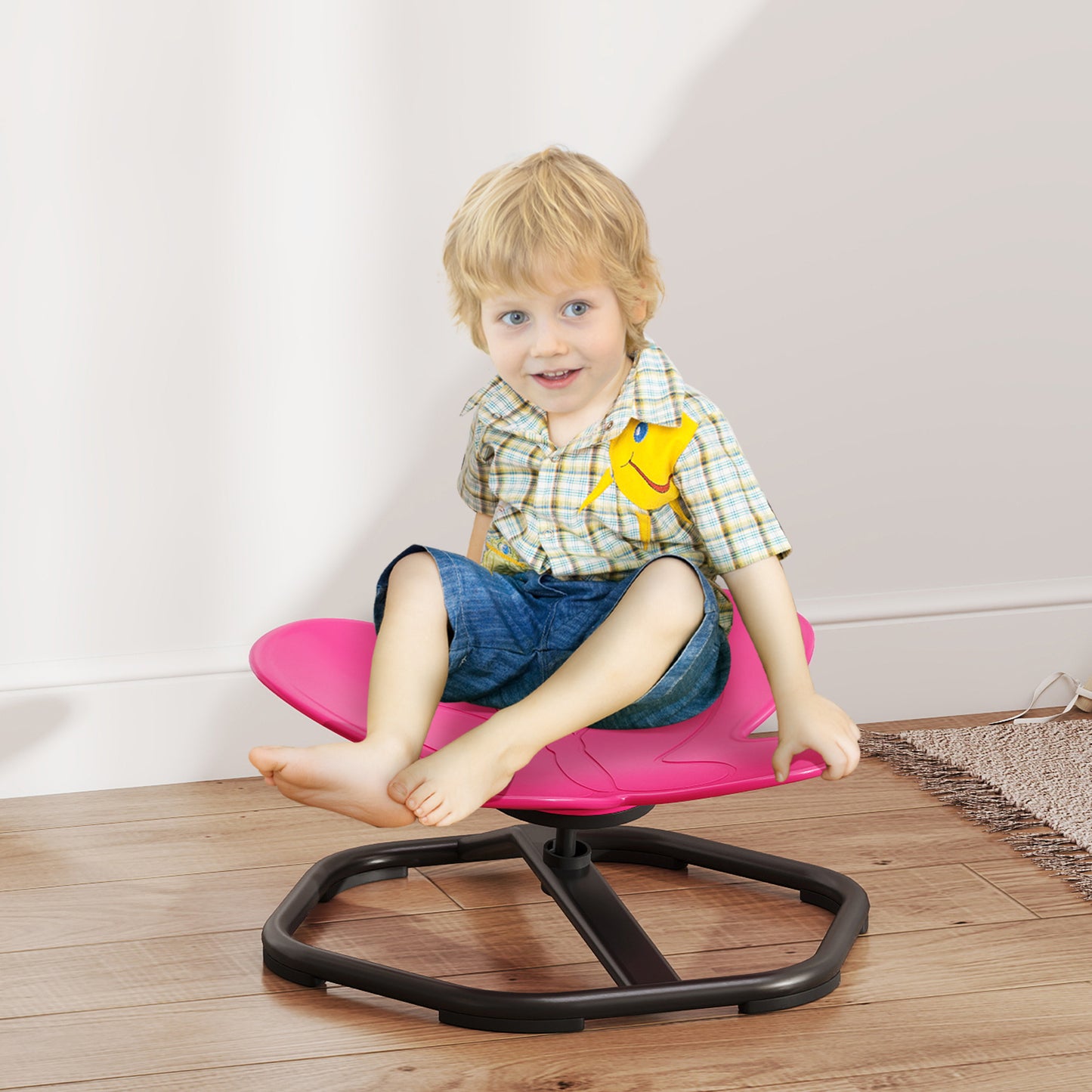 AIYAPLAY Butterfly-Shaped Kids Swivel Chair For Sensory Spinning Balance And Coordination Training Pink