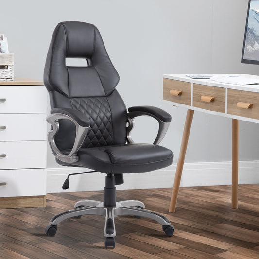 HOMCOM Ergonomic Racing Gaming Chair - Adjustable Swivel Desk and Office Armchair in PU Leather - ALL4U RETAILER LTD