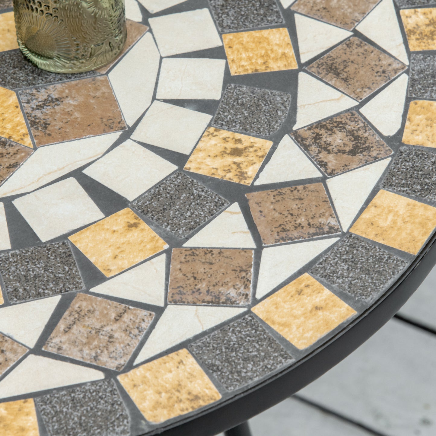 Outsunny Î¦60cm Mosaic Outdoor Patio Table - Grey