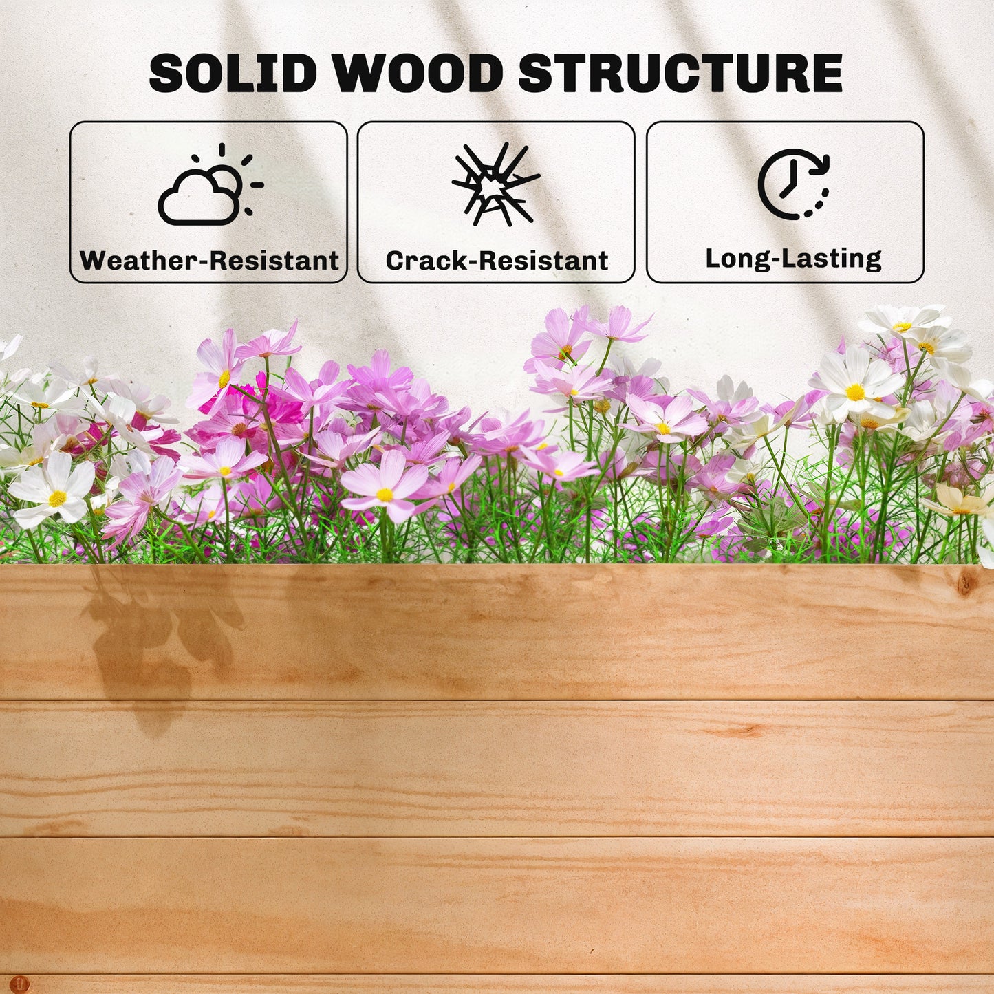 Outsunny Fir Wood Planter and Trellis Garden Bed 110 by 44 cm with 85 by 39 cm Growing Bed for Plants Flowers and Fruits