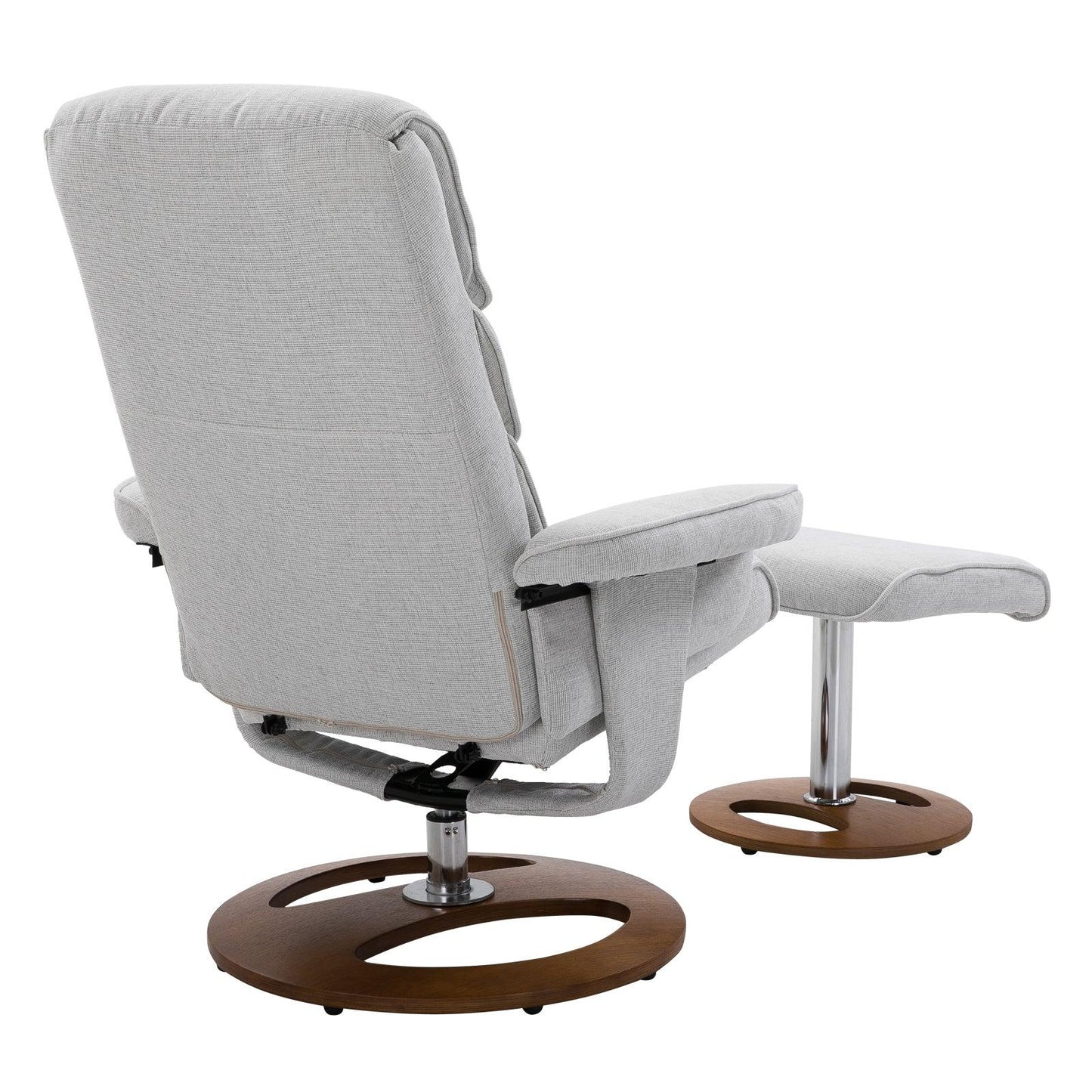 HOMCOM Recliner Chair Ottoman Set 360° Swivel Sofa Wood Base Grey - ALL4U RETAILER LTD