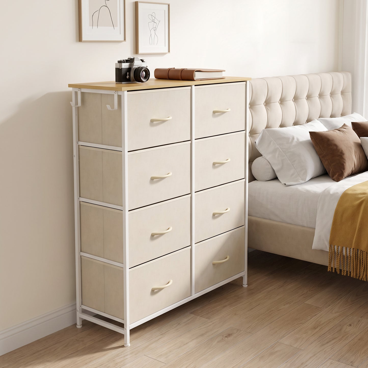 HOMCOM Chest Of Drawers With 8 Fabric Drawers Steel Frame Storage