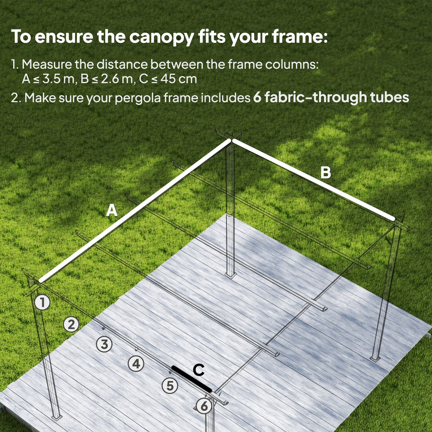 Outsunny Light Grey Replacement Canopy For 4 x 3 M Pergola Roof Top Only 3.5 x 2.6 M Polyester Weather Resistant Fabric