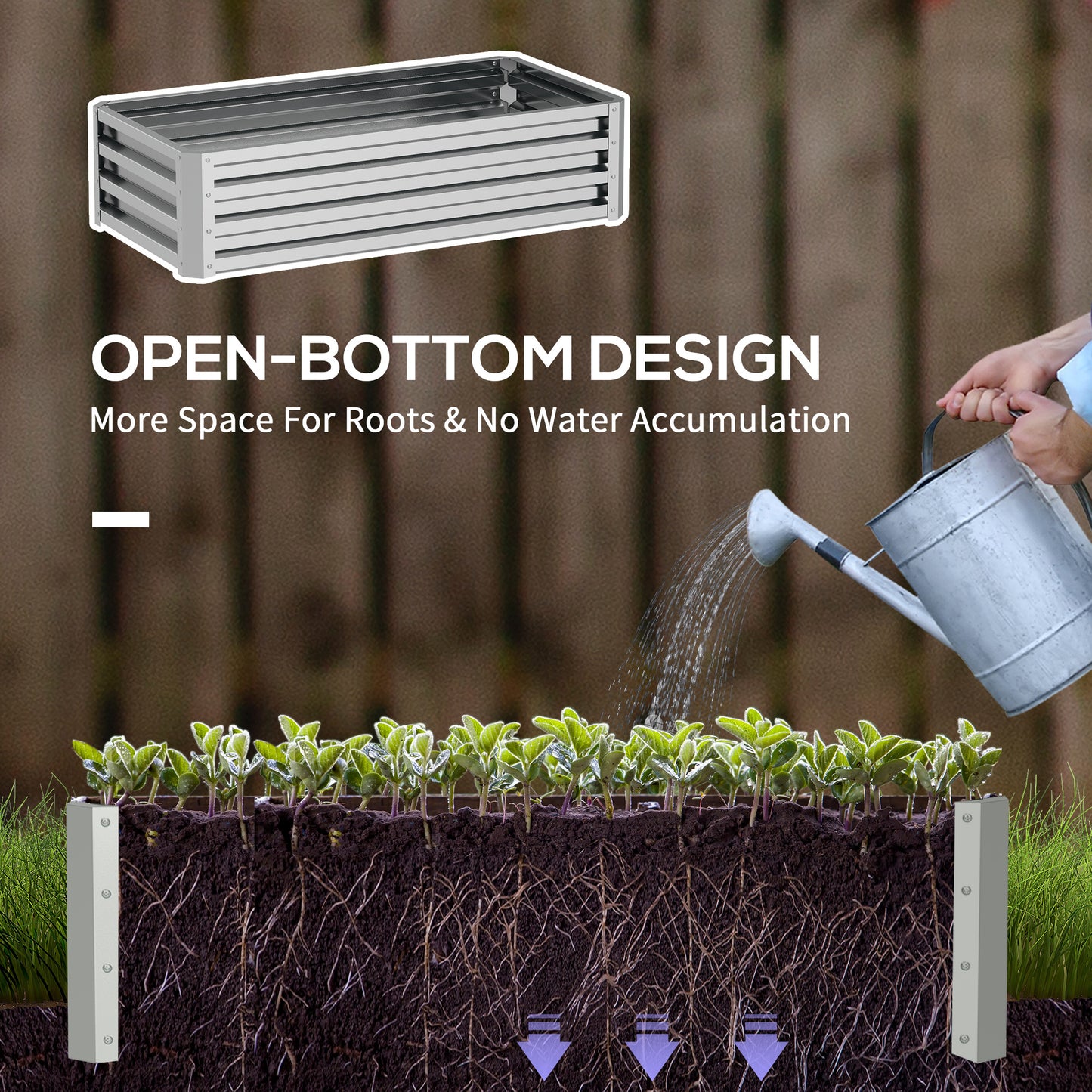 Outsunny Raised Beds for Garden Galvanized Outdoor Planters for Herbs and Vegetables Patio Balcony Backyard Silver
