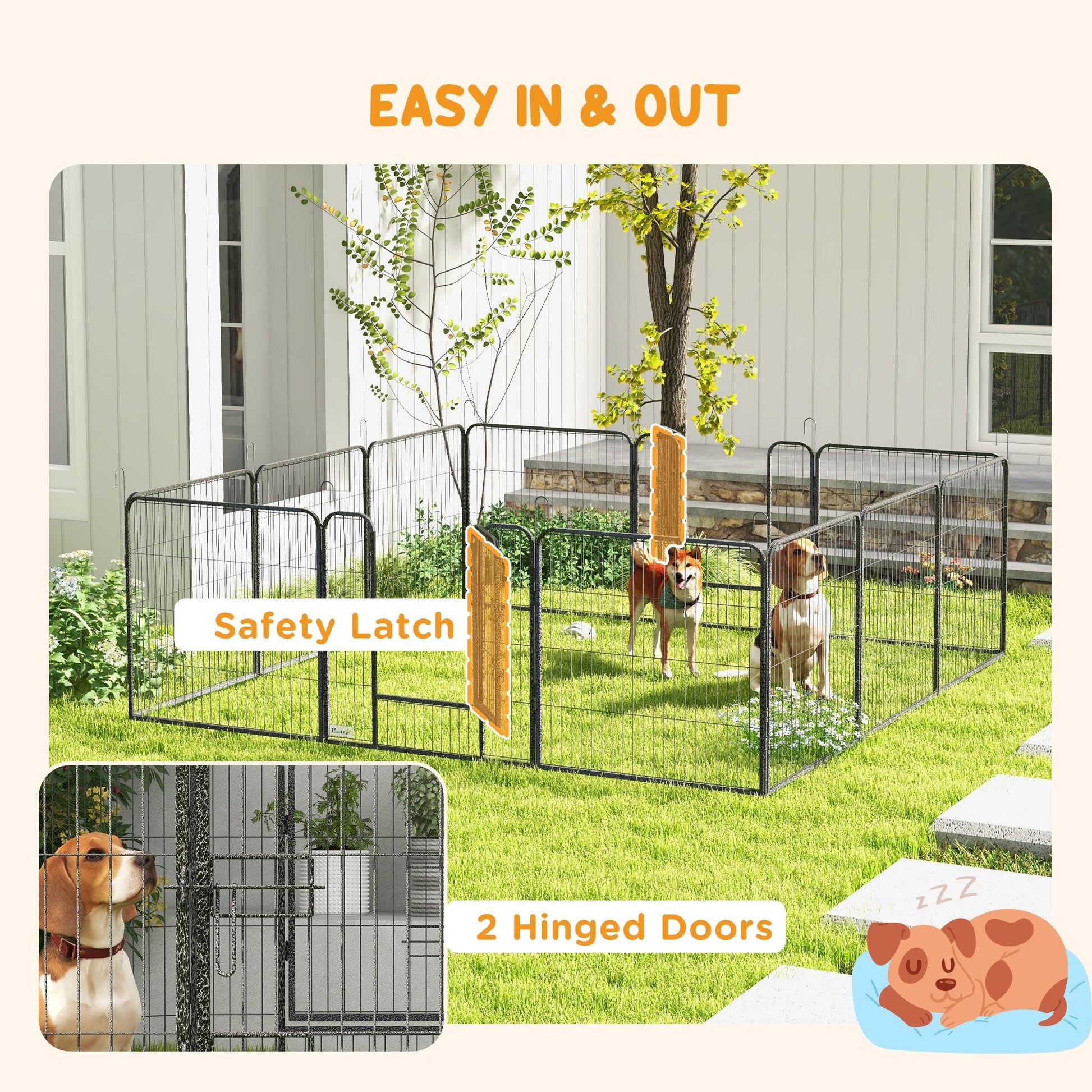 PawHut Heavy Duty Puppy Play Pen, 12 Panels Pet Exercise Pen, for Indoors, Outdoors - ALL4U RETAILER LTD