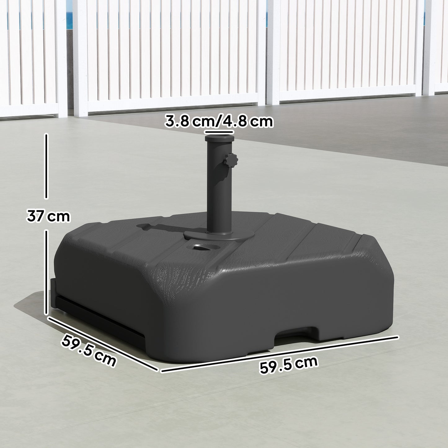 Outsunny Garden Parasol Base On Wheels With Telescopic Handle Fillable To 72 Kg Or 45 Kg Black