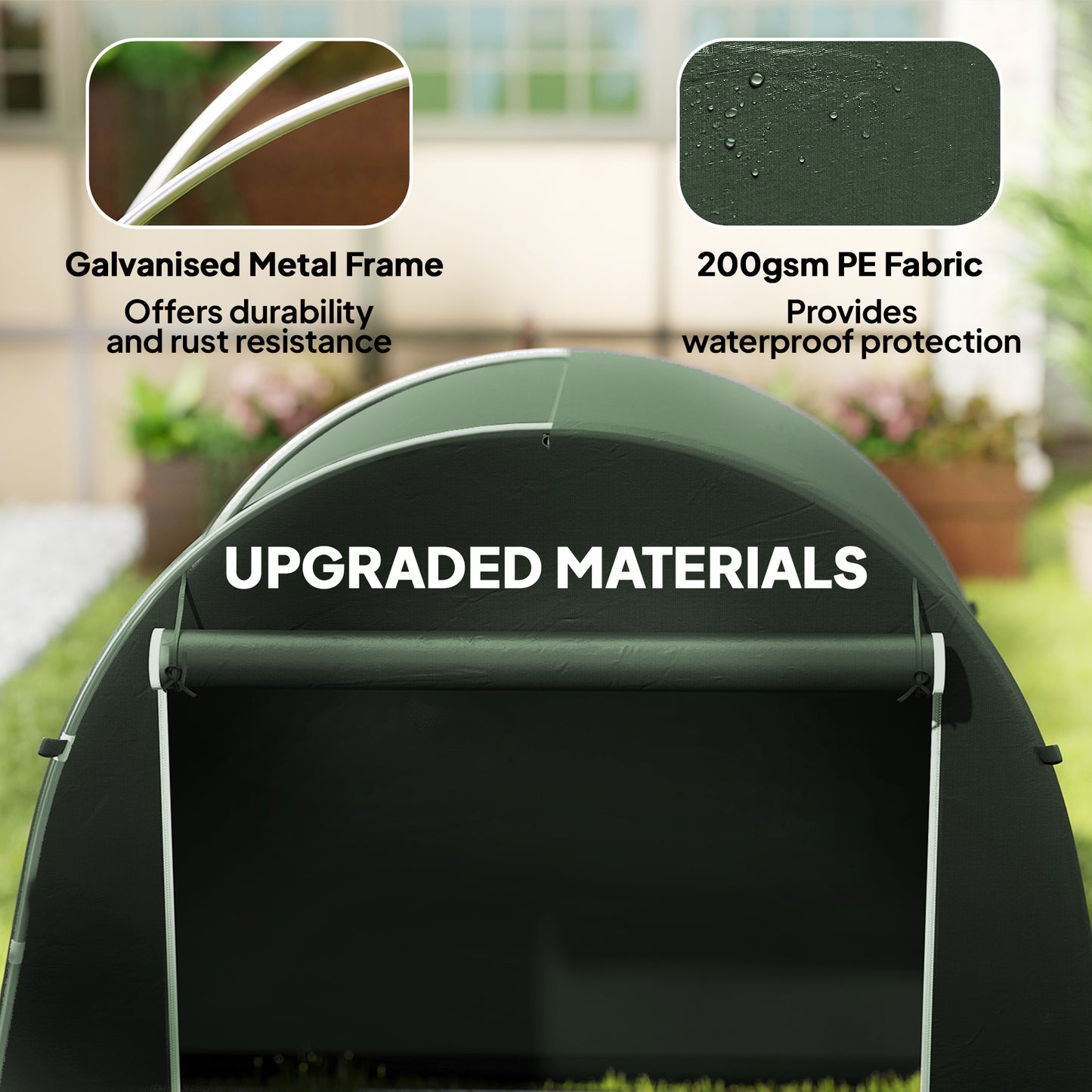 Outsunny 8x4 Ft Garden Storage Tent Waterproof With Roll Up Zipper Door And Galvanised Metal Frame Green