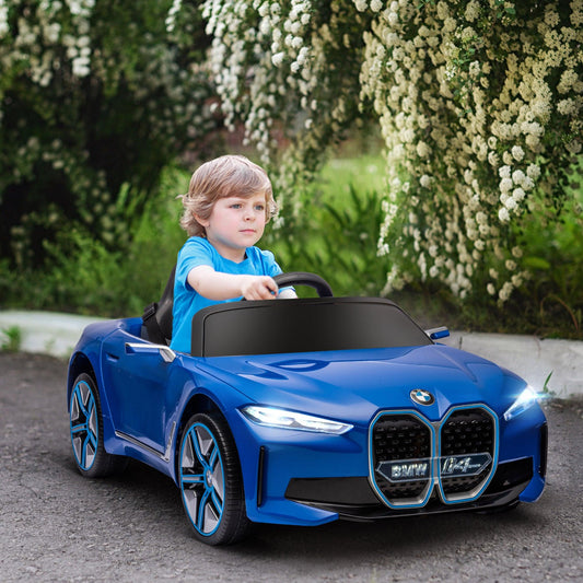 HOMCOM BMW i4 Licensed 12V Kids Electric Ride-On Car w/ Remote Control - Blue - ALL4U RETAILER LTD
