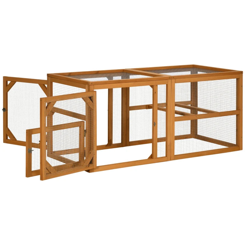 PawHut Wooden Chicken Coop with Perches, Doors, Combinable Design - Accommodates 2-4 Chickens, Natural Wood Colour - ALL4U RETAILER LTD